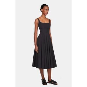 NWT Emilia Wickstead Black Nikush Waist Cotton Dress Size 8/US 4